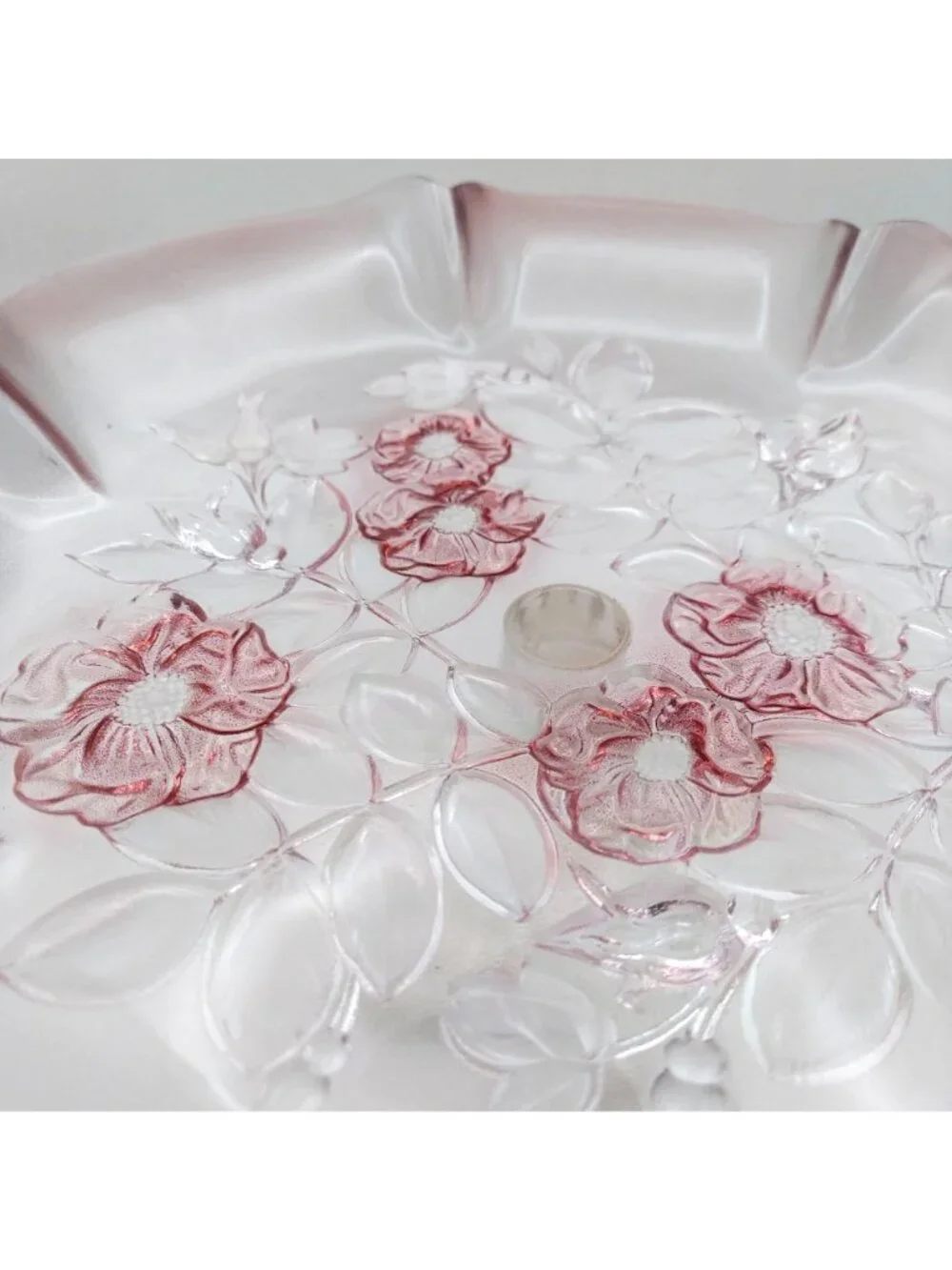 Mikasa Rosella Crystal Cake Stand Pedestal Floral Walther West Germany Vintage